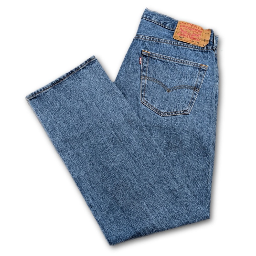 Levi's Mens Jeans 501 Blue 34x30 Original Fit Button Fly 100% Cotton Denim